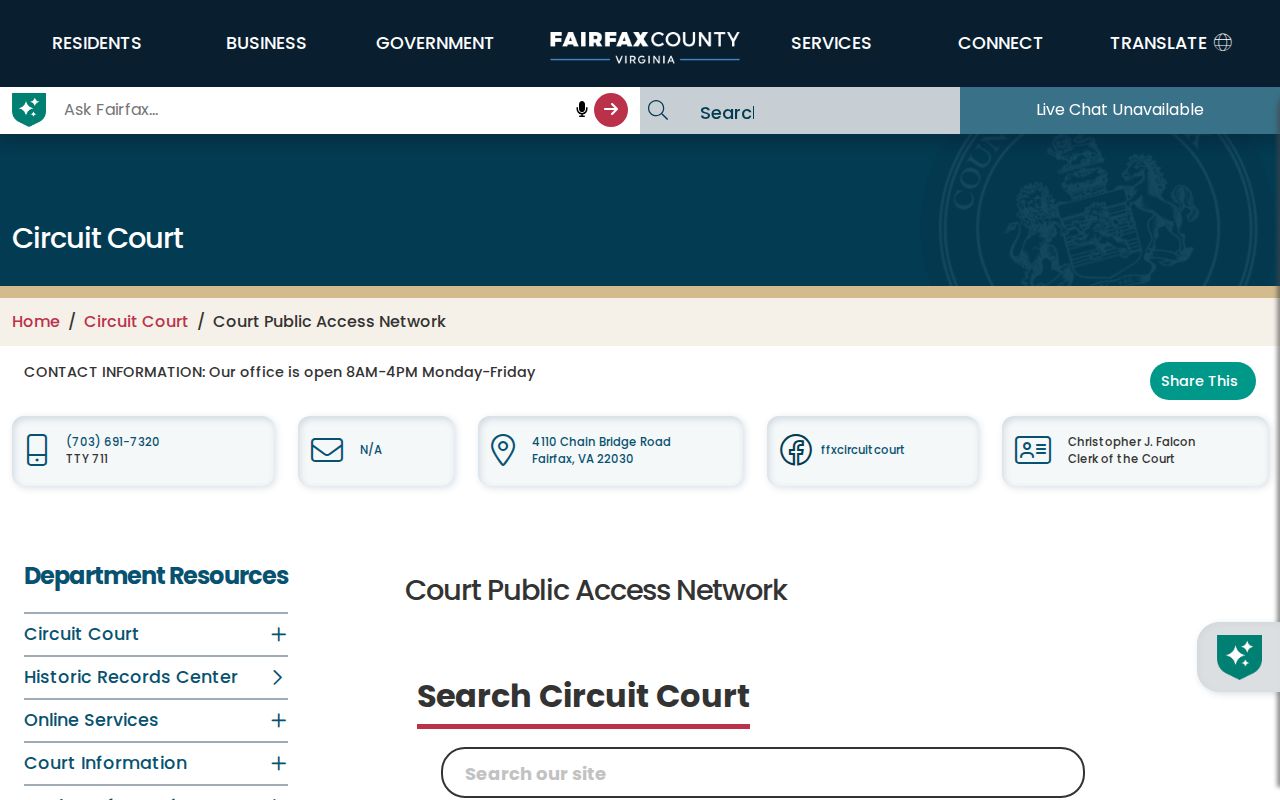 Springfield residents directory Fairfax CPAN deed index access