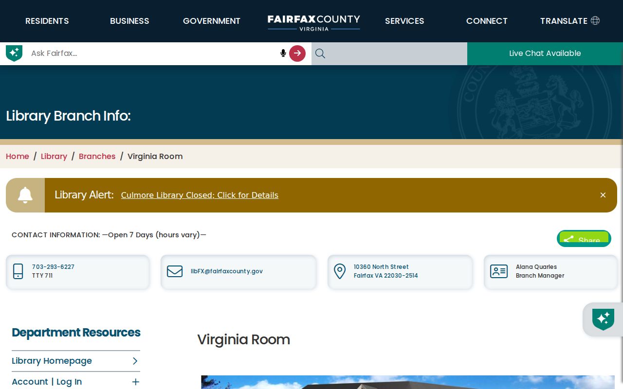 Springfield city directory research at the Fairfax County Virginia Room