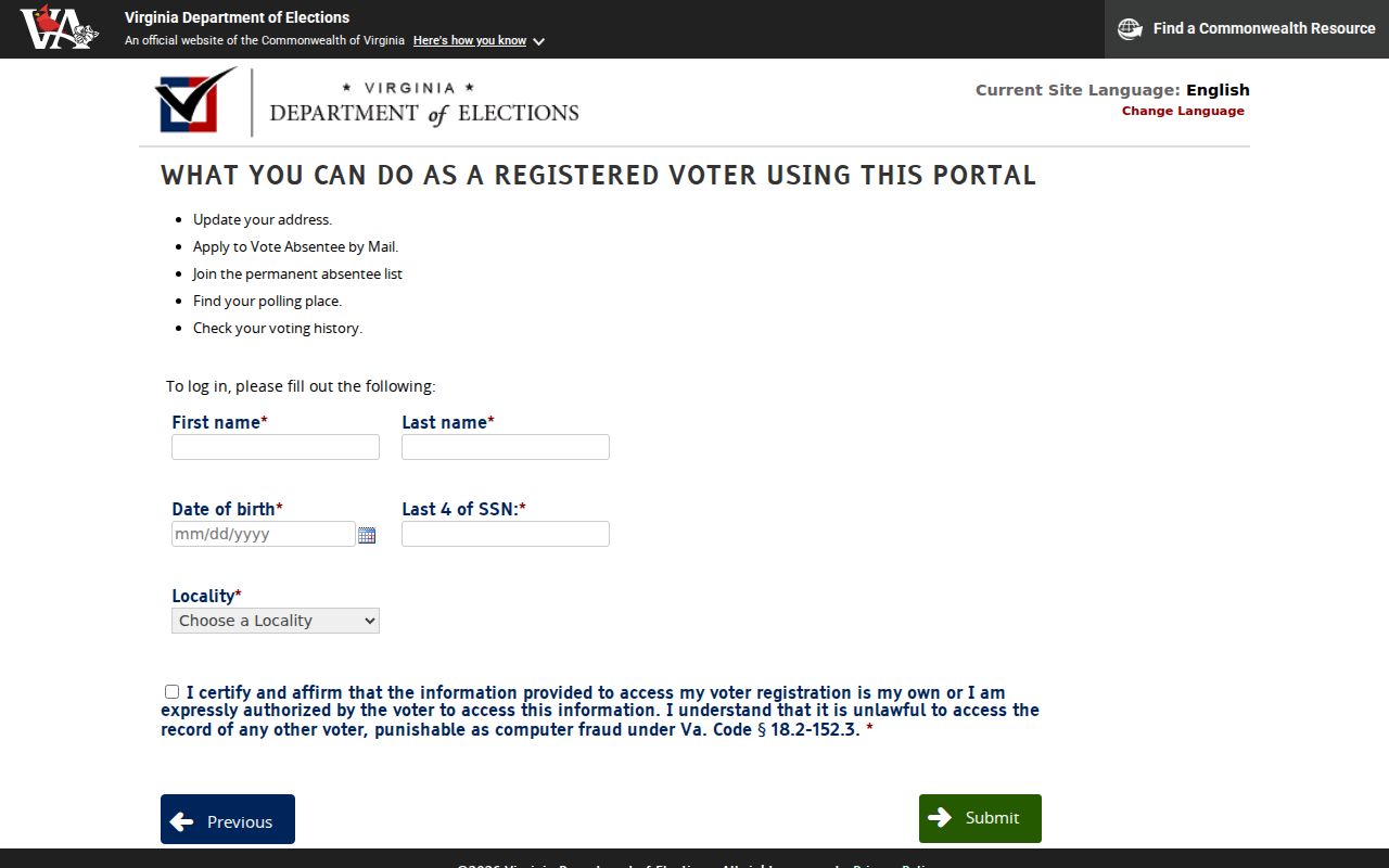 Springfield residents directory Virginia voter status lookup